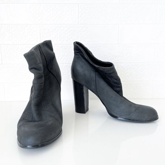 Aldo Womens Nubuck Leather Block Heel Slouchy Ankle Booties Charcoal Size 8.5 - Picture 2 of 9